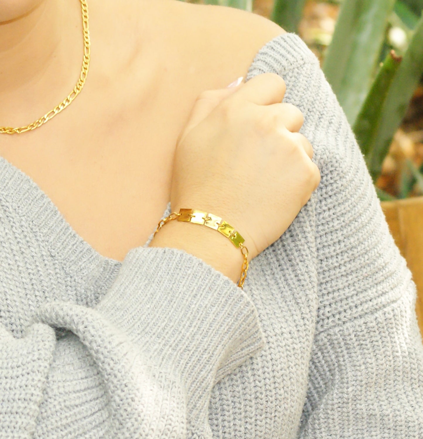 Lucinda Square Charm Link Bracelet