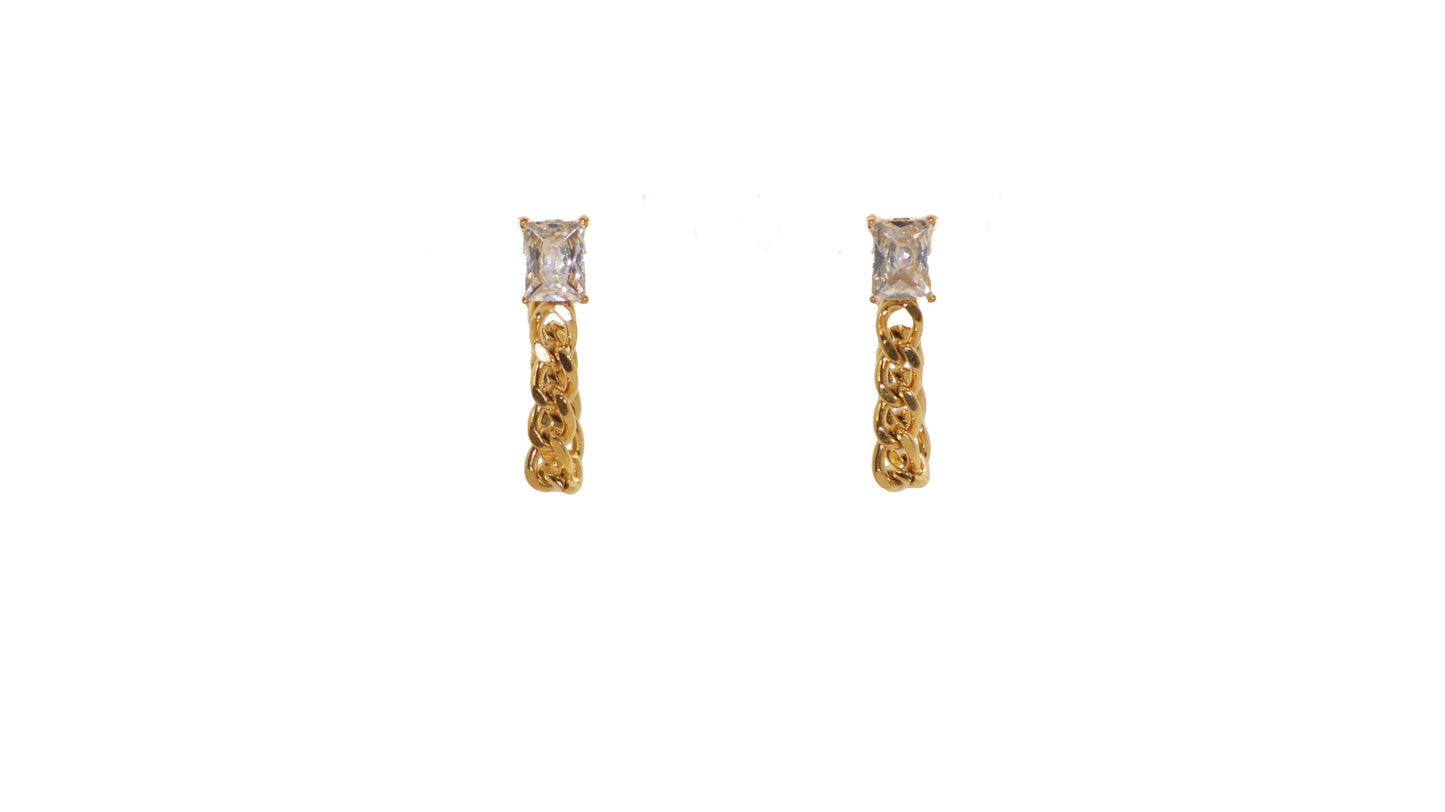 Stud Chain Connected Earrings