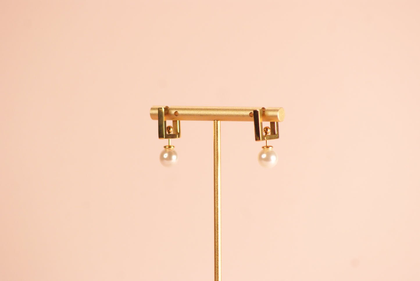 Pearl Square Hoop Earrings